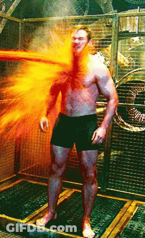Chris Pratt Sprayed Orange Paint GIF