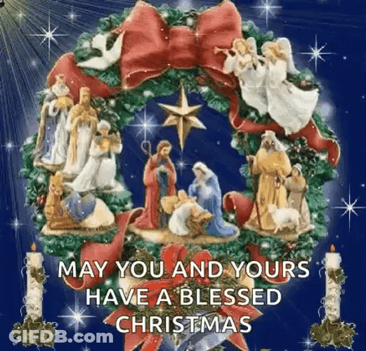 Christ Is Born Nativity Scene Christmas Blessings GIF