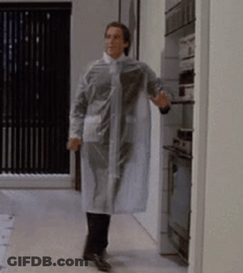 Christian Bale American Psycho Happy Dance GIF