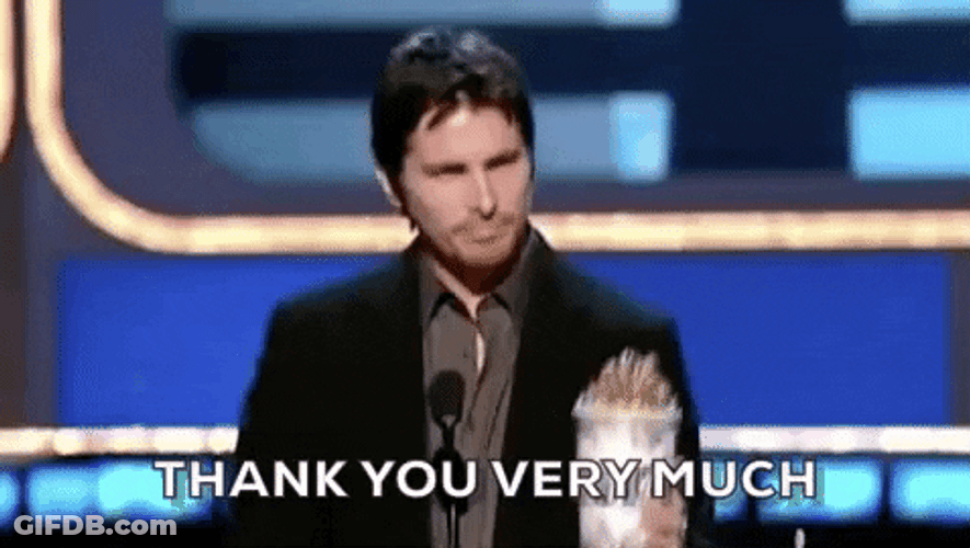 Christian Bale Thank You Very Much GIF