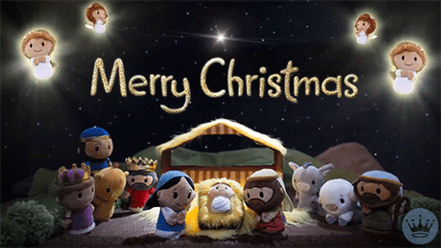 Christian Merry Christmas Cartoon Nativity Scene GIF