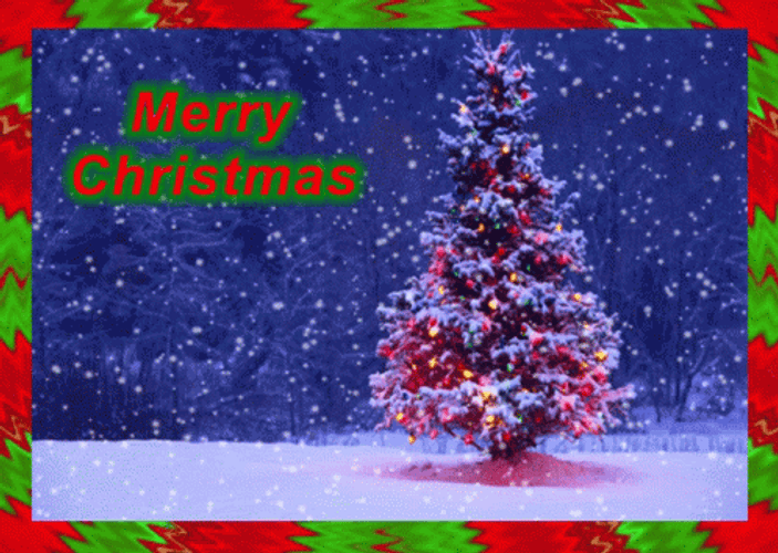 Christian Merry Christmas Snowy Blue Sky GIF