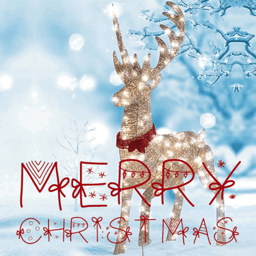 Christian Merry Christmas Sparkling Reindeer GIF