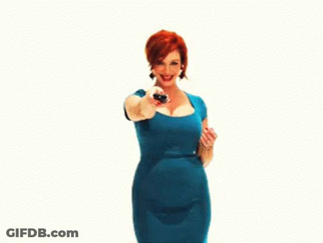 Christina Hendricks Holding A Remote GIF