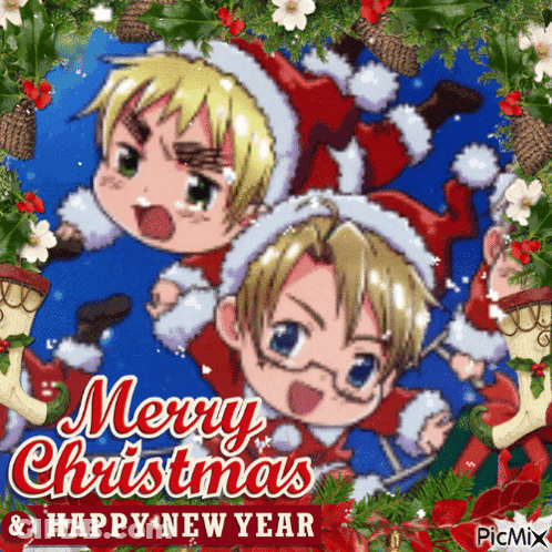 Christmas And New Year Card With Cartoon Characters GIF