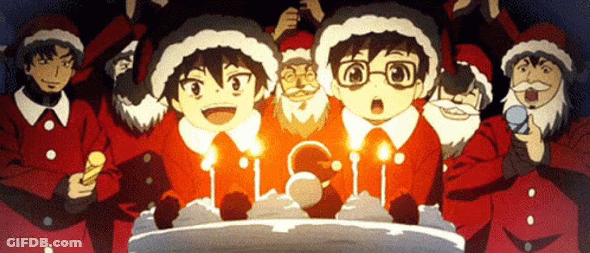 Christmas Blue Exorcist Anime Blowing Candles GIF