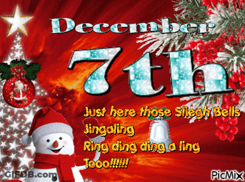 Christmas Card Saying December 7Th Sleigh Bells Jingling Ring Ding Ding A Ling Too GIF