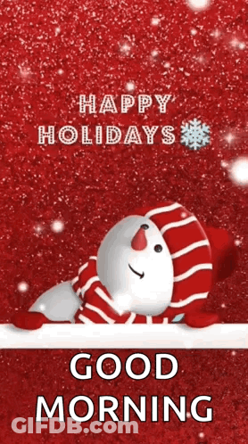 Christmas Card Snowman Happy Holidays Good Morning GIF
