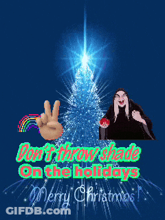Christmas Card Witch And Tree Don't Throw Shade GIF