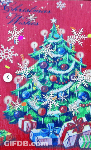 Christmas Card With Christmas Tree And Gifts GIF