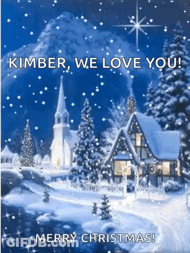 Christmas Card With Church Saying Merry Christmas GIF