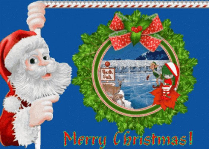 Christmas Card With Skating Elf GIF