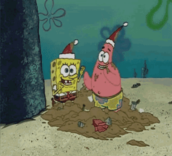 Christmas Caroling Trash Patrick And Spongebob Dancing GIF
