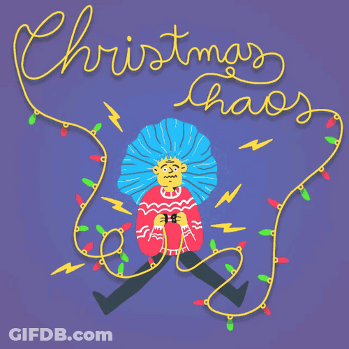 Christmas Chaos Holiday Stress Electrified Lights GIF