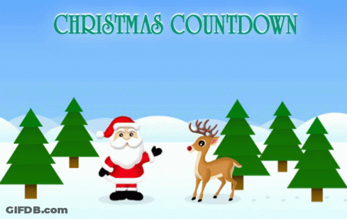 Christmas Countdown Poster Santa And Deer GIF