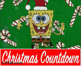 Christmas Countdown SpongeBob Waving Snowflakes GIF