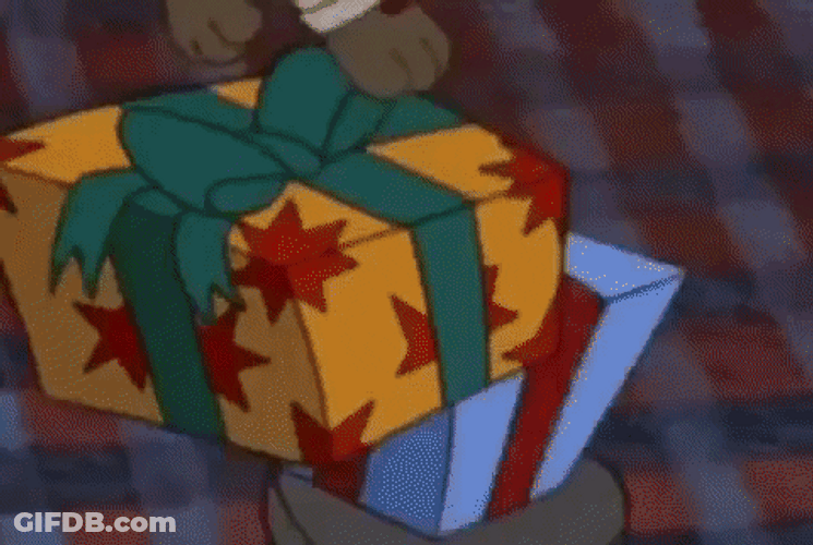 Christmas Dogs Pulling His Sock GIF