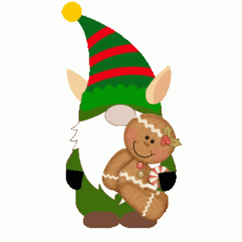 Christmas Elf Holding Stuffed Toy GIF