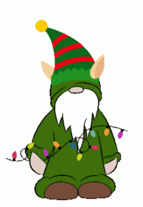 Christmas Elf Wrapped With Christmas Lights GIF