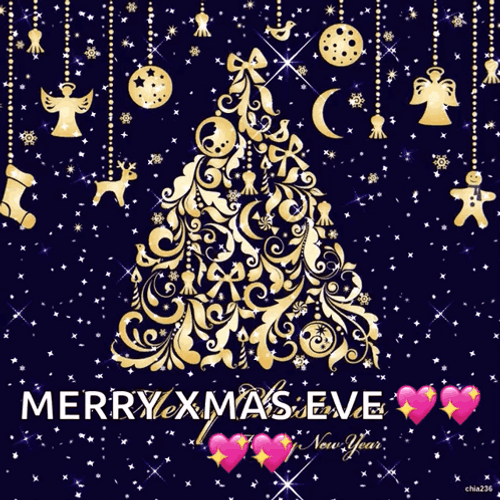 Christmas Eve Blue Glittery Christmas Tree GIF