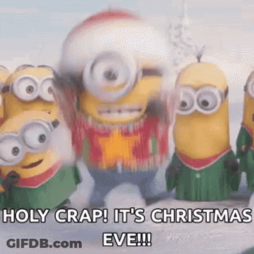 Christmas Eve Excited Minions Jumping GIF