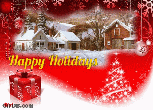 Christmas Greeting Card Saying Happy Holidays GIF