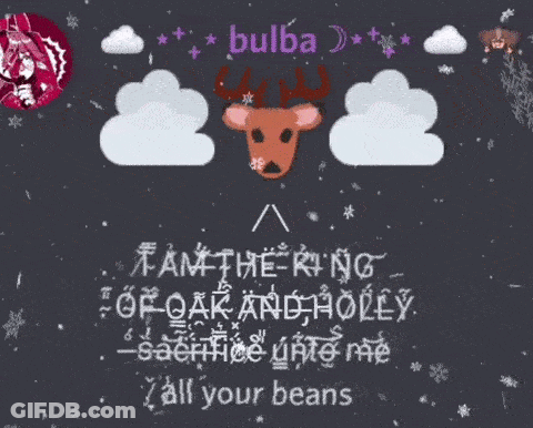 Christmas Greeting Card With Deer Clouds And Bulba GIF