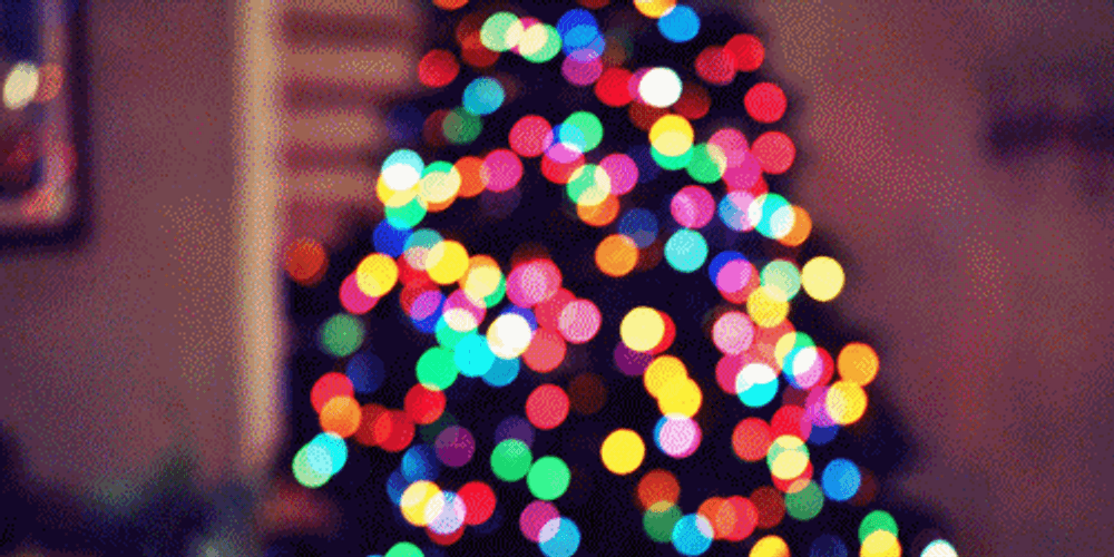 Christmas Lights Lighthouse Glittered Balls GIF