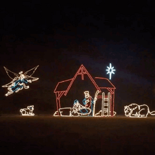 Christmas Lights Nativity Scene GIF