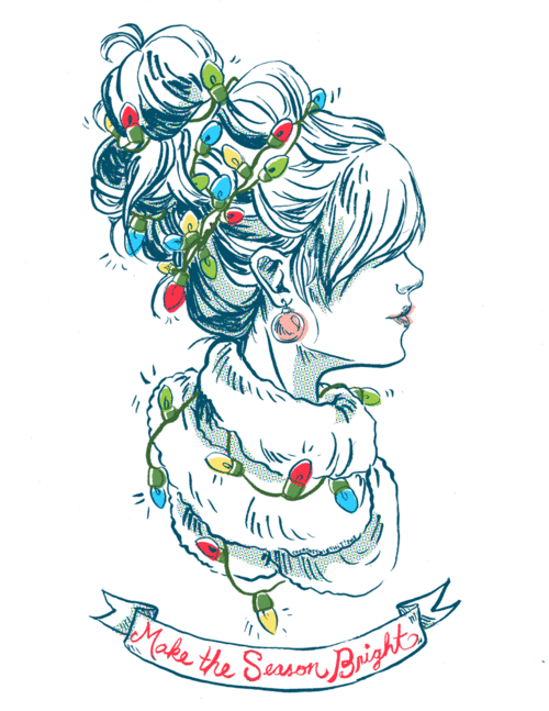 Christmas Lights Woman's Hair GIF