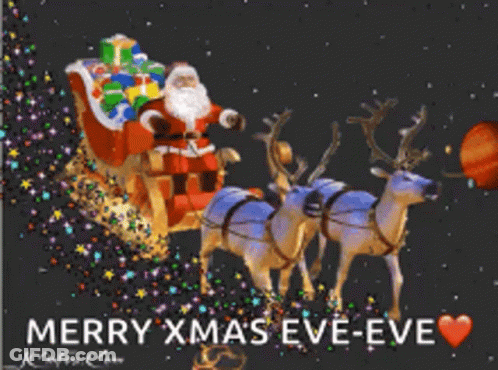 Christmas Santa Sleigh Three Reindeer GIF