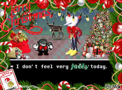 Christmas Scene I Don't Feel Very Jolly Today GIF