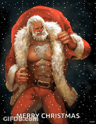 Christmas Scene With Santa Claus And Deer GIF