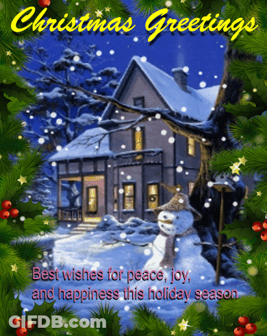 Christmas Snowman And House GIF