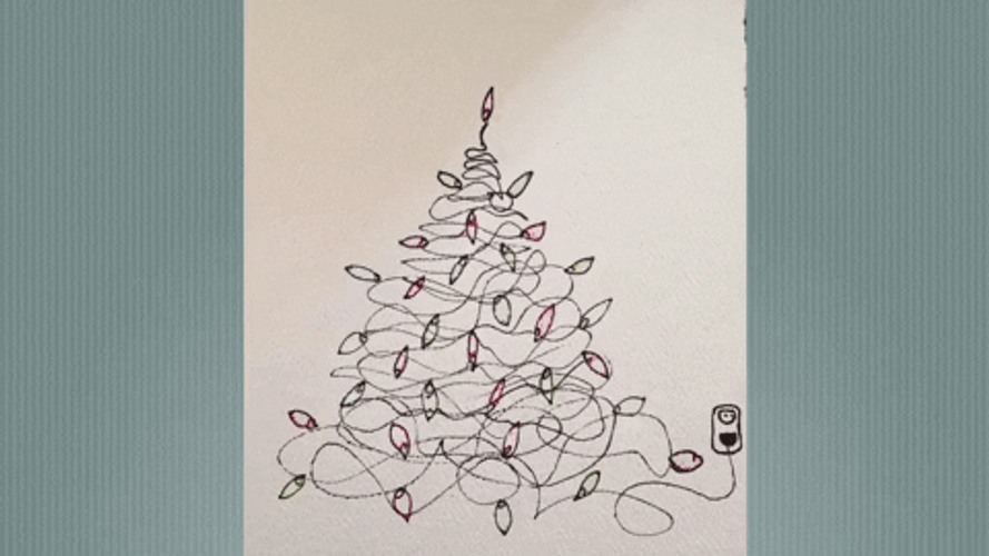 Christmas Tree Blinking String Lights GIF
