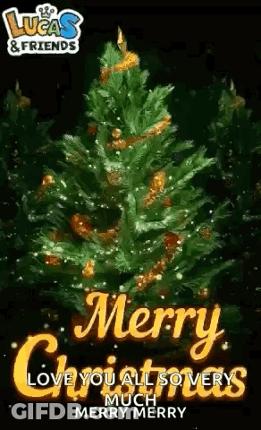 Christmas Tree Card Merry Christmas Love You All GIF