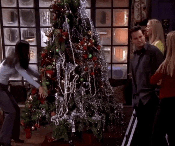 Christmas Tree Decorating Monica Friends GIF