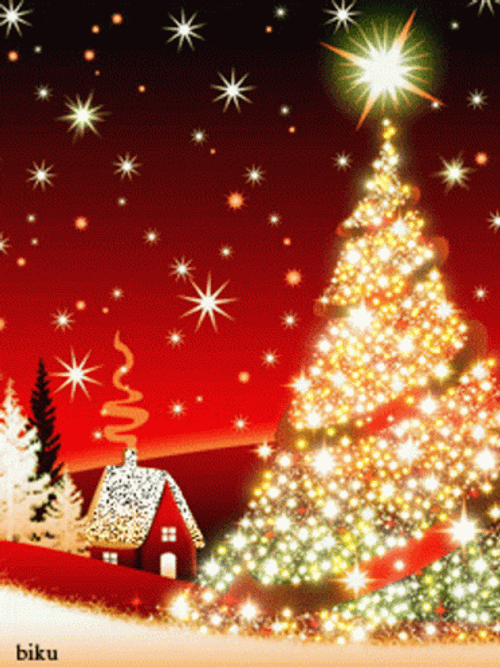 Christmas Tree Golden Christmas Lights GIF
