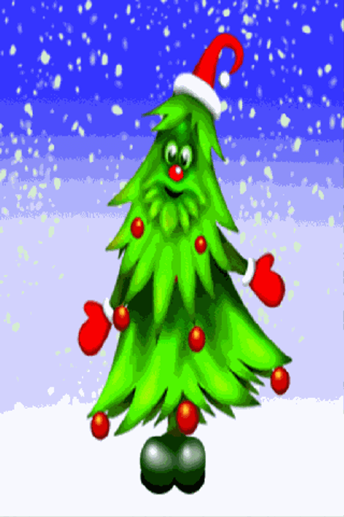 Christmas Tree Happy Dance Snow GIF