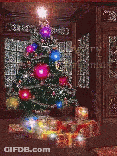 Christmas Tree Living Room Saying Merry Christmas GIF