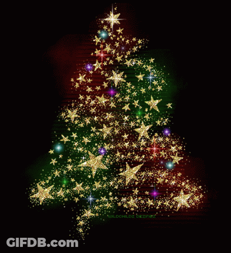 Christmas Tree Of Gold Stars GIF