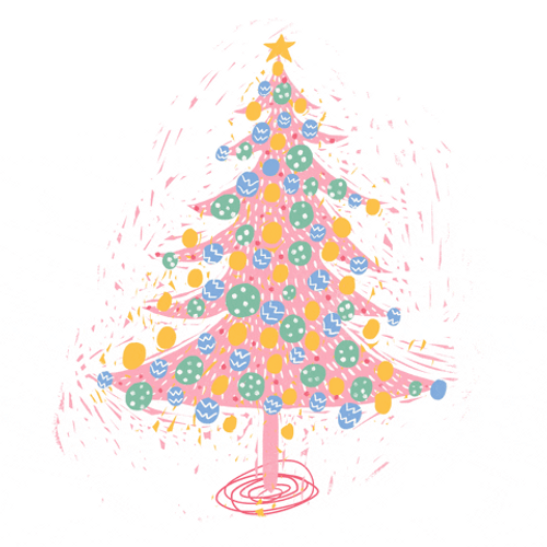 Christmas Tree Pink Doodle Art GIF