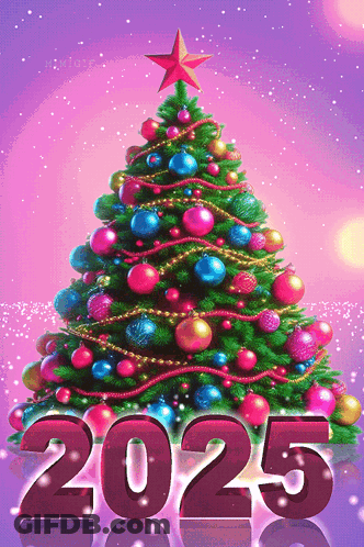 Christmas Tree With Colorful Ornaments 2025 GIF
