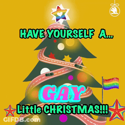 Christmas Tree With Rainbow Star Saying Have Yourself A Gay Little Christmas GIF