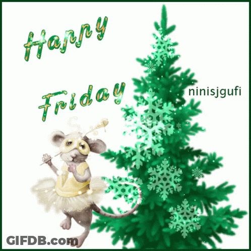 Christmas Tree With Snowflakes Happy Friday GIF