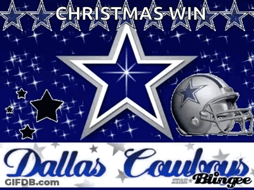 Christmas Win Dallas Cowboys Poster With Star And Helmet GIF