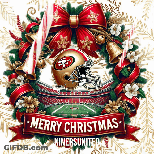 Christmas Wreath With Football Helmet Merry Christmas GIF