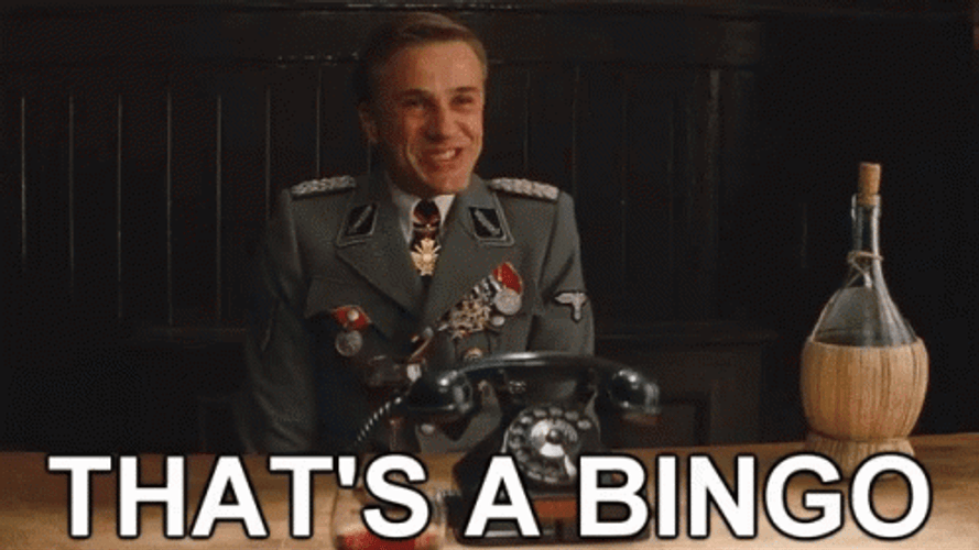 Christoph Waltz Thats A Bingo GIF