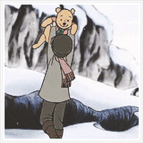Christopher Robin Pooh In Snow GIF
