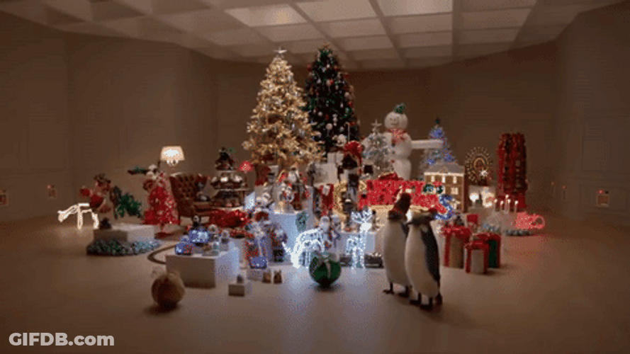 Chritsmas Display Cat Looking GIF